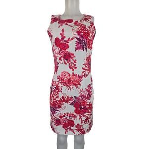 Mario Serrani Italy Red White Floral Sleeveless Women's Dress 6